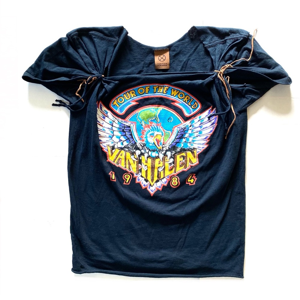 Eddie Van Halen Black Band Tee Shirt 80s Hard Rock Music Concert Graphic Print